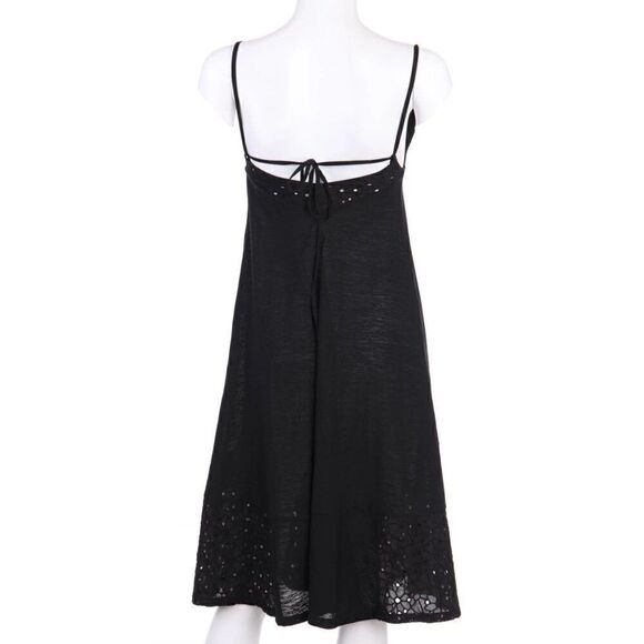 EUC Zara Womens Eyelet Little Black Midi Dress with Delicate Lace Accents - Picture 3 of 12